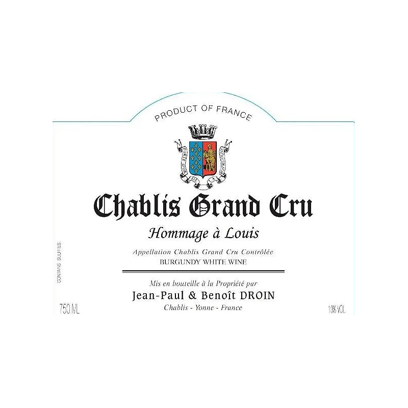 Jean Paul & Benoit Droin Chablis Grand Cru Hommage a Louis 2022